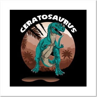 Ceratosaurus With Background Dinosaur Design Posters and Art